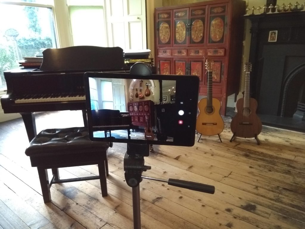 View of music room through tablet