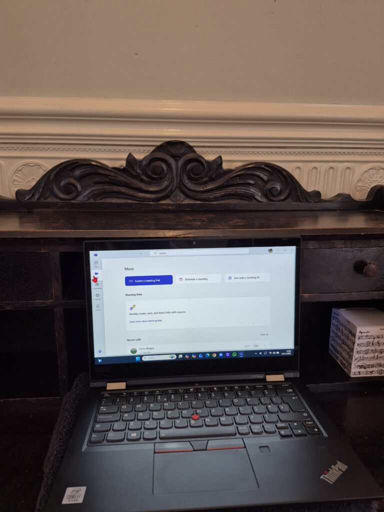 Computer ready for online lesson